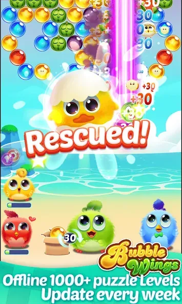 Bubble Wings: bubble shooter [MOD: безлимитные жизни и монеты] — Скачать бесплатно (APK) — скриншот 1