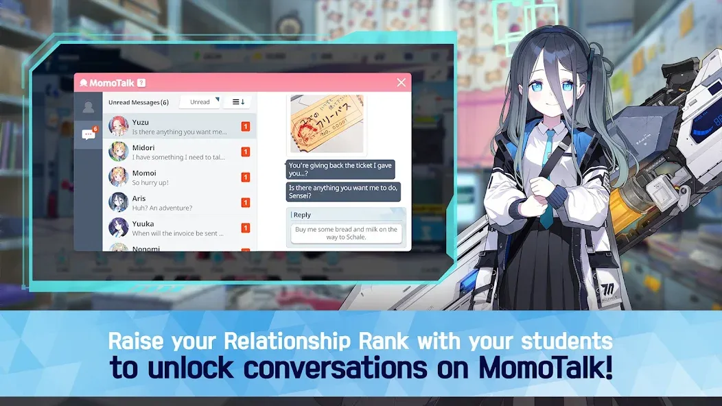 Blue Archive [MOD: безлимитные ресурсы и усиленные персонажи] (Бесплатно / APK) — скриншот 3