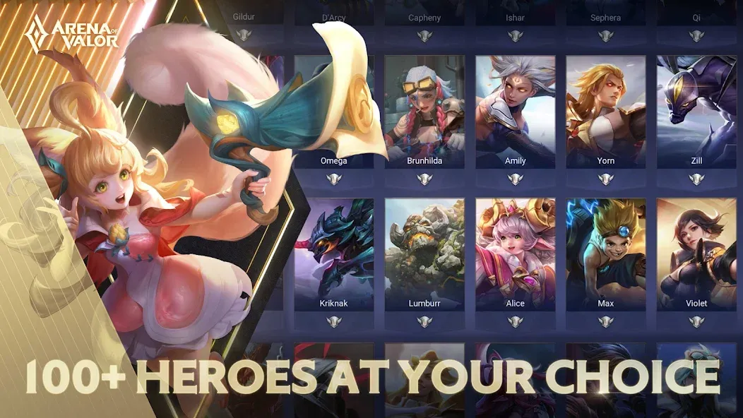 Arena of Valor [MOD: безлимитные ресурсы и усиленные герои] на Андроид — скриншот 3