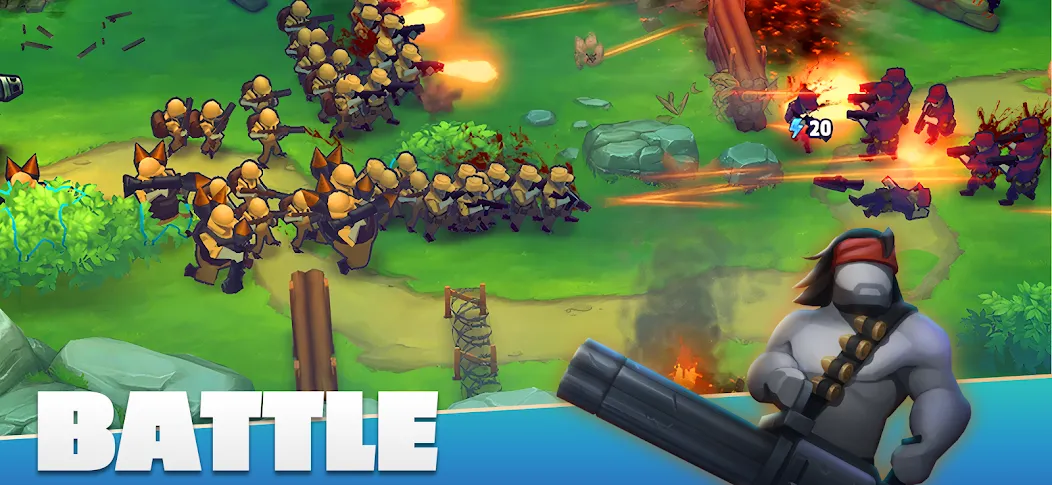 Скачать GUNS UP! Mobile War Strategy [MOD: безлимитные ресурсы и мощная армия] — скриншот 1