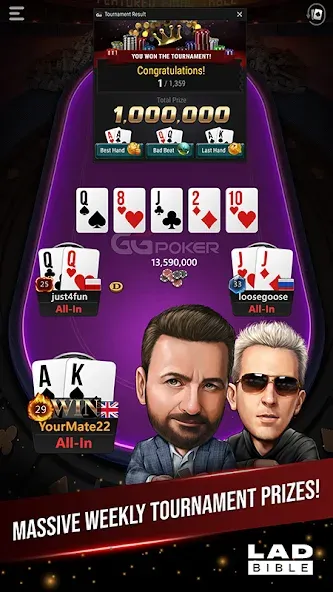Взломанная GGPoker UK - Real Online Poker [MOD: безлимитные фишки и бонусы] на Андроид — скриншот 1