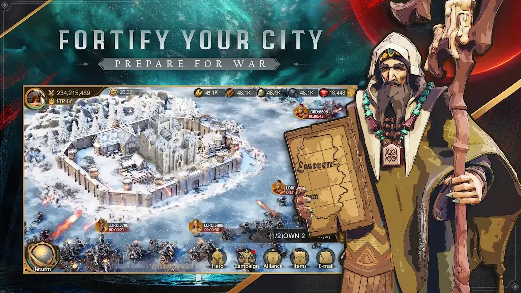 Скачать Land of Empires: Immortal [MOD: безлимитные ресурсы и ускоренное строительство] — скриншот 2
