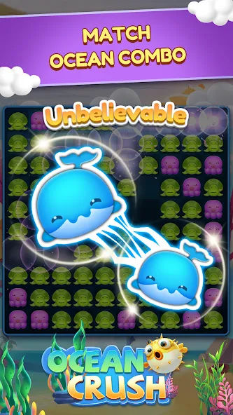 Ocean Crush-Matching Games [MOD: безлимитные ходы и бустеры] (Бесплатно / APK) — скриншот 1
