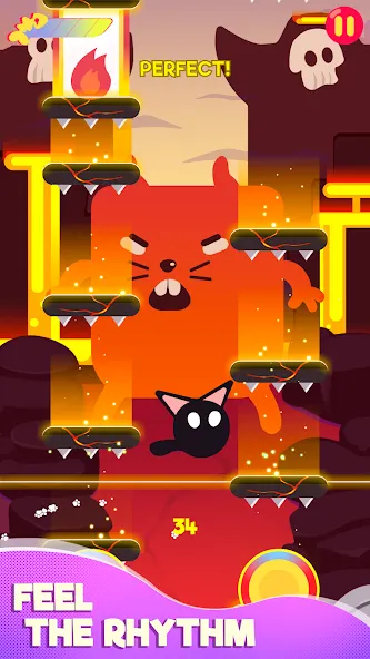 Взломанная Cringe the Cat - Music Game [MOD: безлимитные ноты и все уровни] на Андроид — скриншот 2