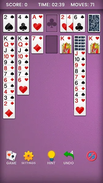 Скачать взлом Klondike Solitaire [MOD: безлимитные подсказки и отмены ходов] — скриншот 3