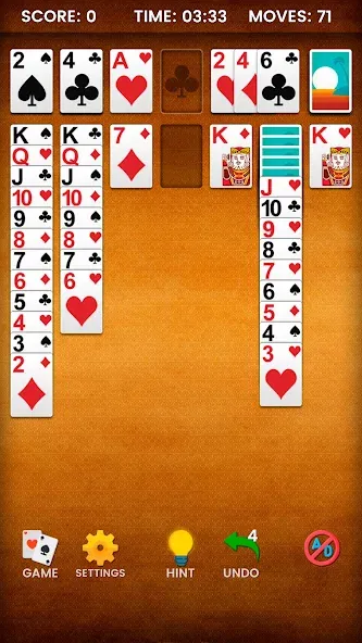 Скачать взлом Klondike Solitaire [MOD: безлимитные подсказки и отмены ходов] — скриншот 5