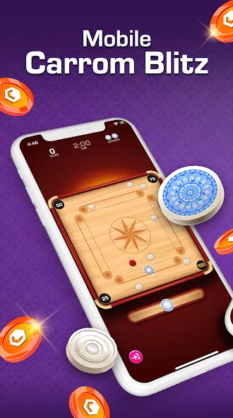 Скачать Carrom Blitz: Win Rewards [MOD: безлимитные награды и монеты] на телефон — скриншот 1
