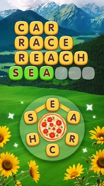 Word Pizza - Word Games [MOD: безлимитные подсказки и монеты] (Бесплатно / APK) — скриншот 1