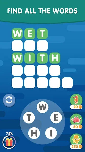 Word Search Sea: Word Puzzle [MOD: безлимитные подсказки и открыты уровни] на Андроид — скриншот 3
