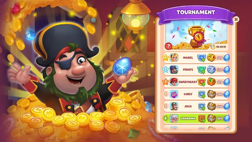 Скачать Pirate Treasures: Jewel & Gems [MOD: безлимитные монеты и жизни] на телефон — скриншот 2