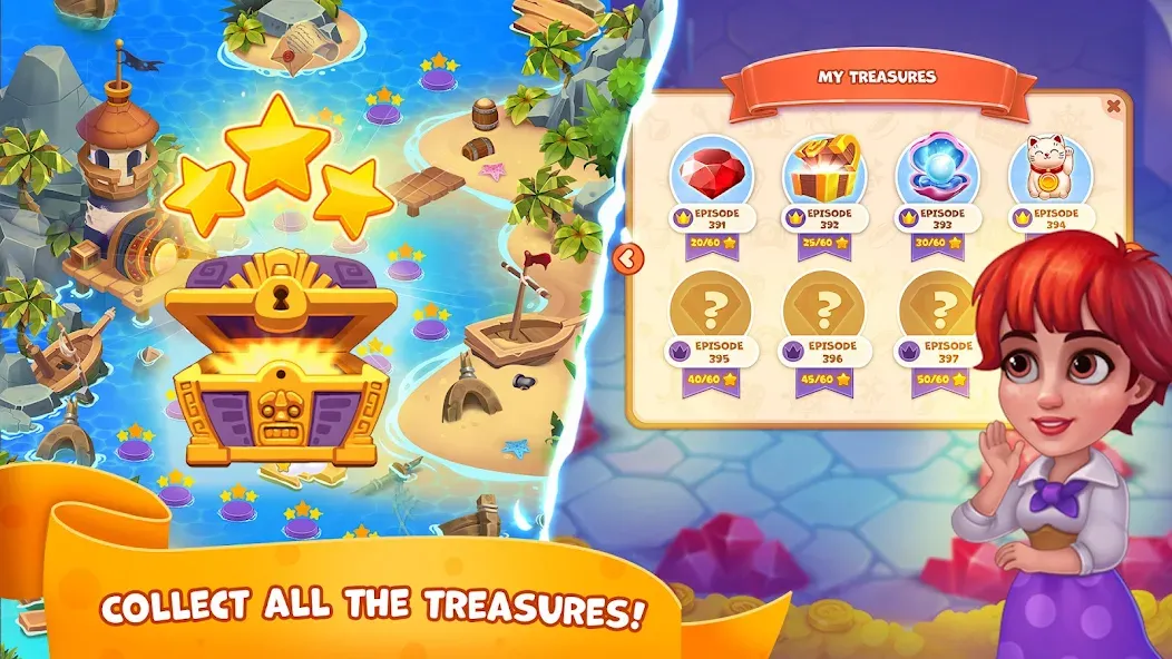 Скачать Pirate Treasures: Jewel & Gems [MOD: безлимитные монеты и жизни] на телефон — скриншот 4