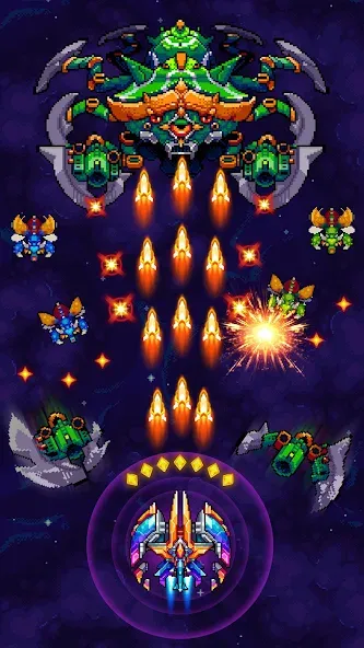 Скачать Galaxiga Arcade Shooting Game [MOD: безлимитные монеты и все корабли] на телефон — скриншот 1