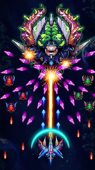 Скачать Galaxiga Arcade Shooting Game [MOD: безлимитные монеты и все корабли] на телефон — скриншот 2