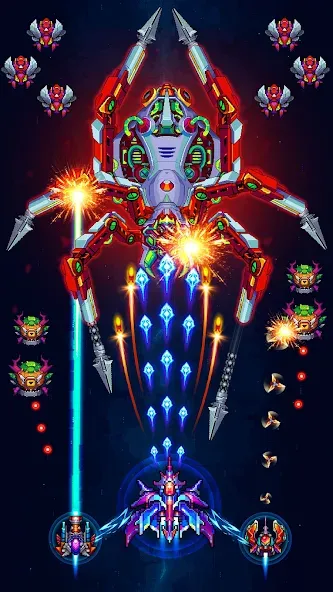 Скачать Galaxiga Arcade Shooting Game [MOD: безлимитные монеты и все корабли] на телефон — скриншот 3