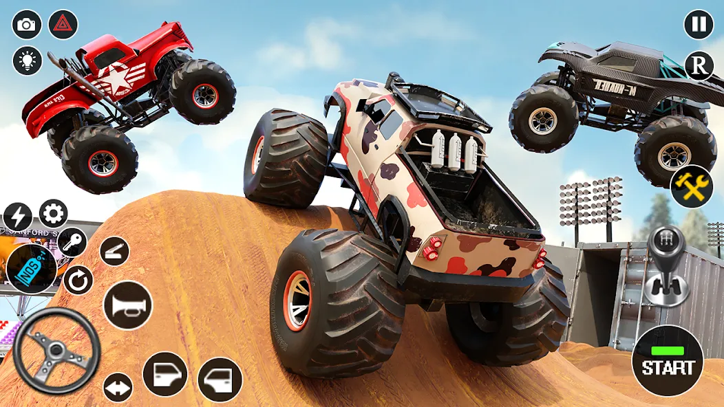 Fearless US Monster Truck Game [MOD: безлимитные деньги и все машины] на Андроид — скриншот 3