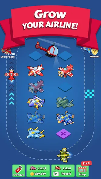 Merge Planes Idle Plane Game [MOD: безлимитные деньги и самолеты] — Скачать бесплатно (APK) — скриншот 1
