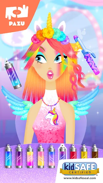 Скачать Girls Hair Salon Unicorn [MOD: разблокированы все прически и аксессуары] — скриншот 1