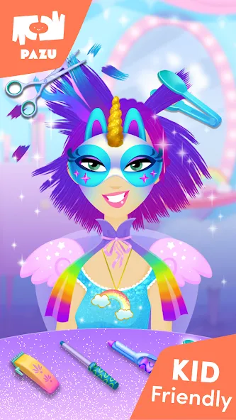 Скачать Girls Hair Salon Unicorn [MOD: разблокированы все прически и аксессуары] — скриншот 3