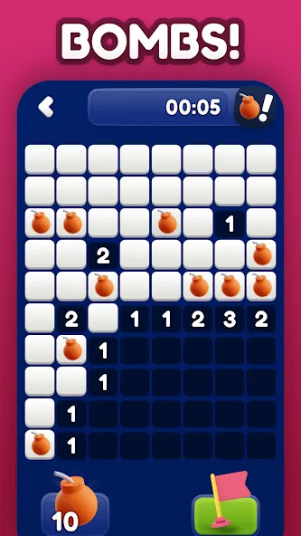 Скачать Minesweeper Bomb Mines Game [MOD: без рекламы и бесконечные подсказки] на телефон — скриншот 3