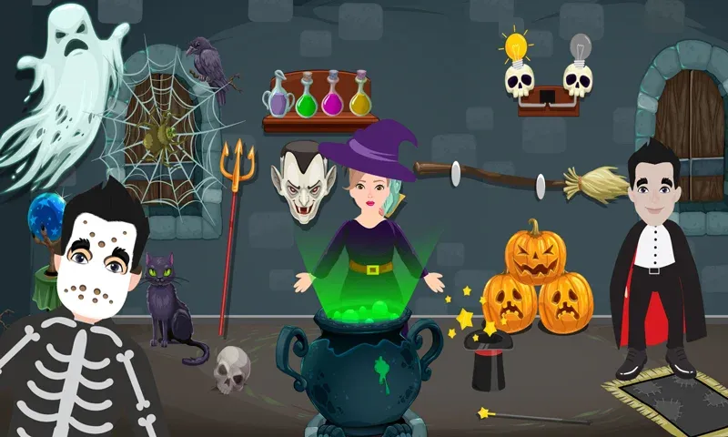 Скачать Pretend Play Halloween Party [MOD: все предметы для хэллоуинской вечеринки] на телефон — скриншот 1
