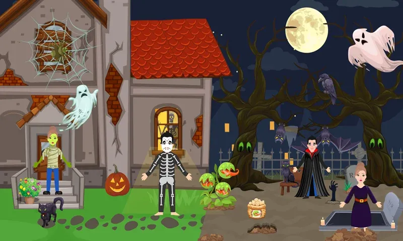 Скачать Pretend Play Halloween Party [MOD: все предметы для хэллоуинской вечеринки] на телефон — скриншот 2