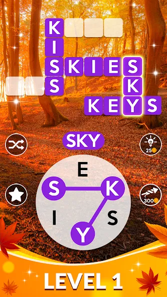 Wordscapes [MOD: безлимитные подсказки и открыты все уровни] последняя версия — скриншот 1