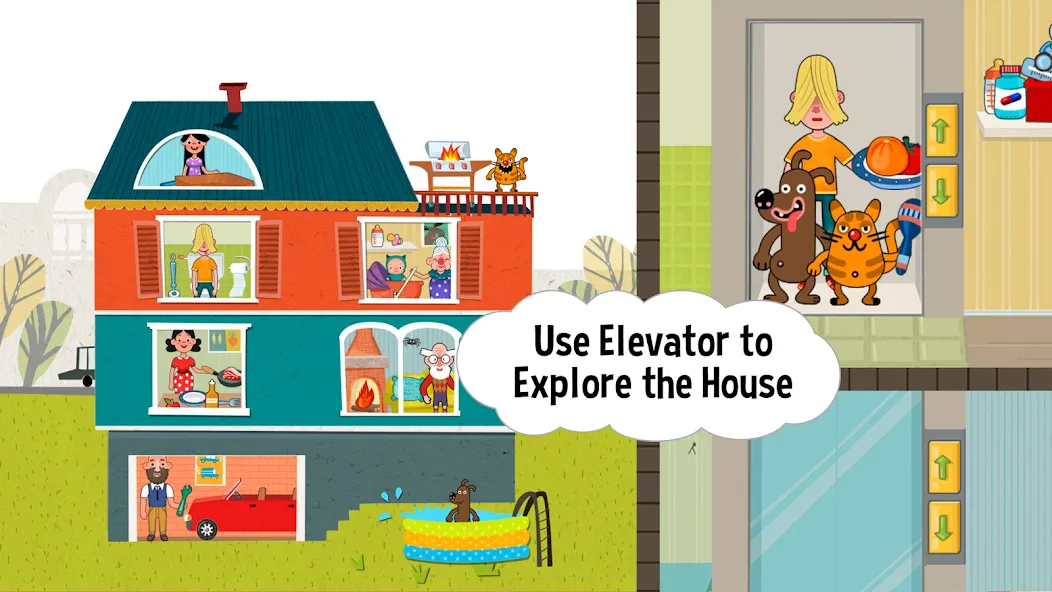 Взломанная Pepi House: Happy Family [MOD: открыты все комнаты и персонажи] на Андроид — скриншот 1