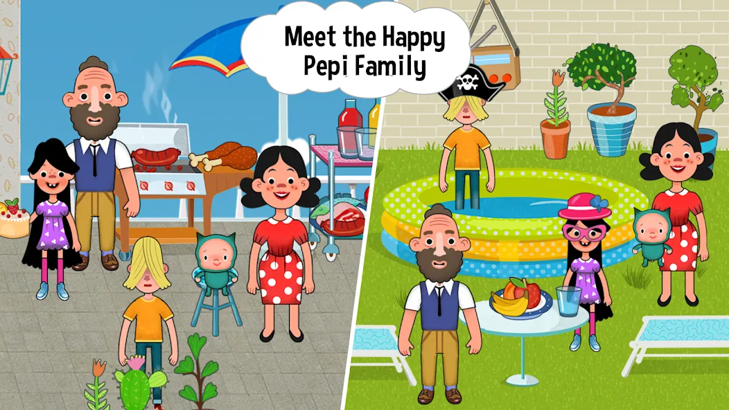 Взломанная Pepi House: Happy Family [MOD: открыты все комнаты и персонажи] на Андроид — скриншот 5