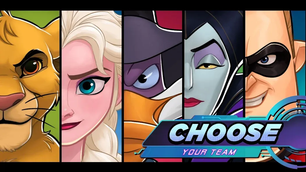 Скачать взлом Disney Heroes: Battle Mode [MOD: безлимитные ресурсы и усиленные герои] — скриншот 2