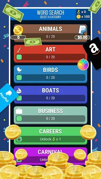 Скачать Make Money: Word Search [MOD: безлимитные монеты и подсказки] — скриншот 1