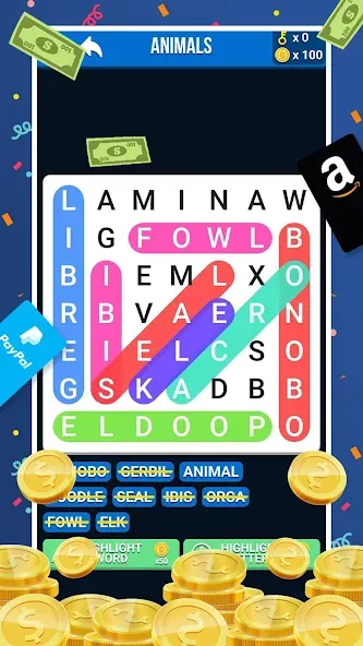 Скачать Make Money: Word Search [MOD: безлимитные монеты и подсказки] — скриншот 2