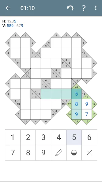 Kakuro (Cross Sums] [MOD: подсказки и все уровни открыты] (Бесплатно / APK) — скриншот 1