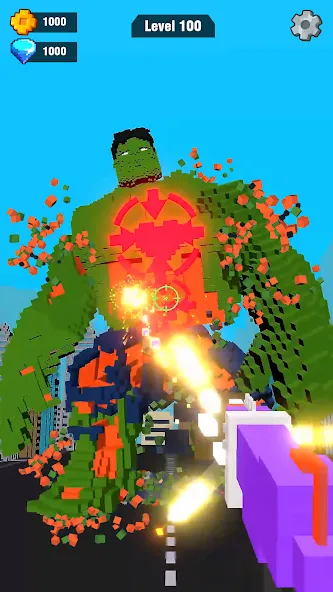 Взломанная Pixel Shooting: Craft Demolish [MOD: безлимитные деньги и оружие] на Андроид — скриншот 1