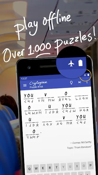Взломанная Cryptogram - puzzle quotes [MOD: открыты все цитаты и подсказки] на Андроид — скриншот 3