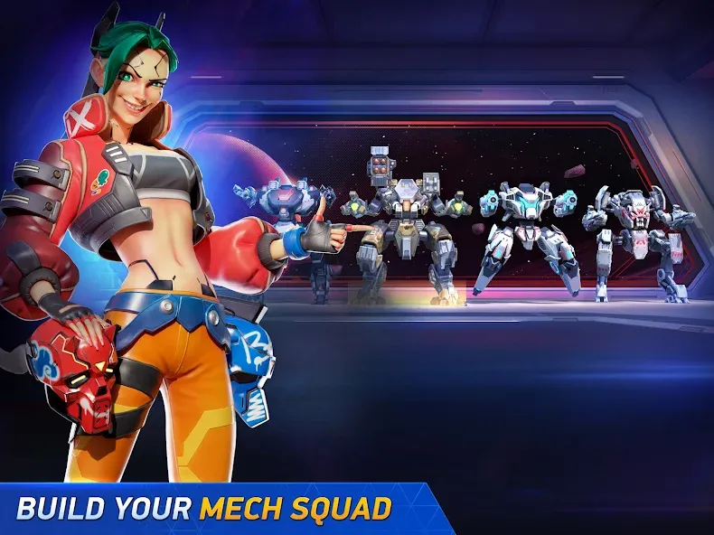 Скачать Mech Arena - Shooting Game [MOD: безлимитные ресурсы и улучшенное оружие] — скриншот 1