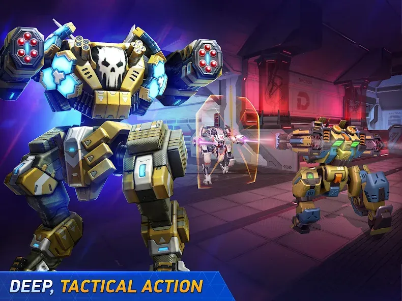 Скачать Mech Arena - Shooting Game [MOD: безлимитные ресурсы и улучшенное оружие] — скриншот 3