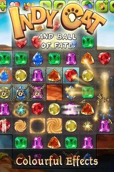 Скачать взлом Indy Cat: Match 3 Adventure [MOD: безлимитные жизни и усиленные бустеры] — скриншот 2