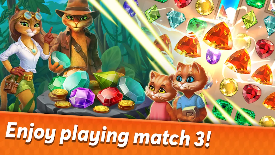 Indy Cat 2: Match 3 game [MOD: безлимитные монеты и жизни] — Скачать бесплатно (APK) — скриншот 1