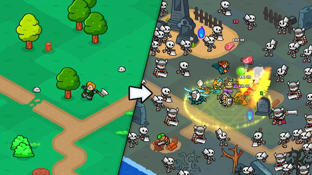Rumble Heroes - Adventure RPG [MOD: безлимитные деньги и усиленные герои] последняя версия — скриншот 1