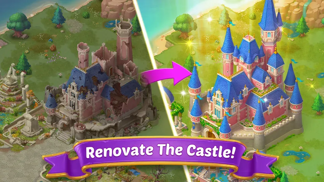 Скачать Merge Castle: Match 3 Puzzle [MOD: безлимитные монеты и открытые уровни] — скриншот 5