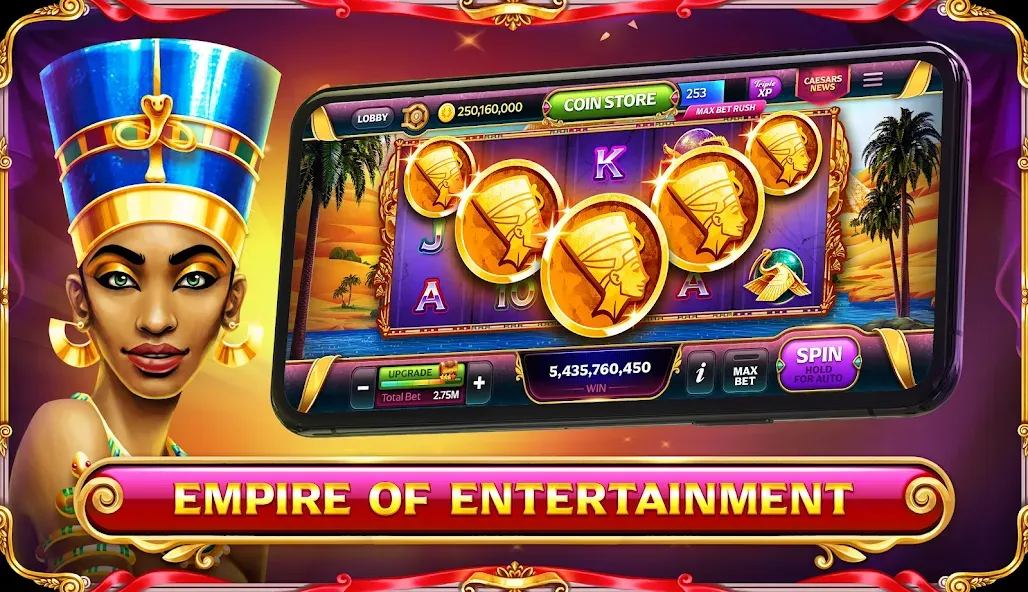 Скачать взлом Caesars Slots: Casino Games [MOD: безлимитные монеты и бесплатные вращения] — скриншот 5