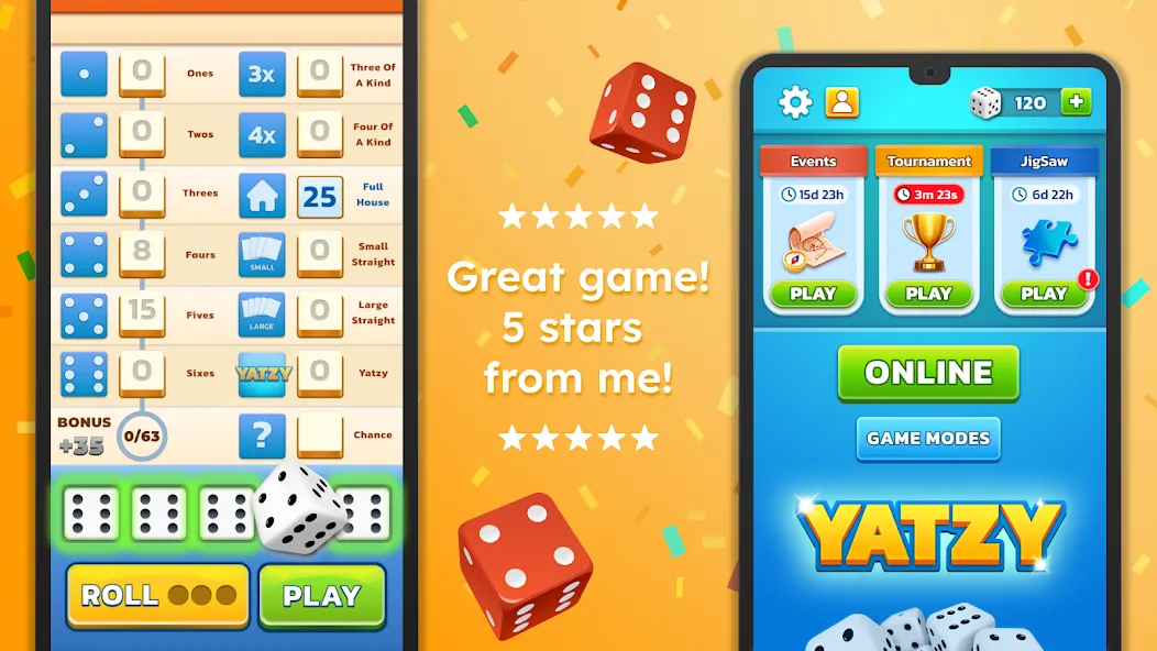 Yatzy - Fun Classic Dice Game [MOD: безлимитные броски и открыты бонусы] последняя версия — скриншот 2