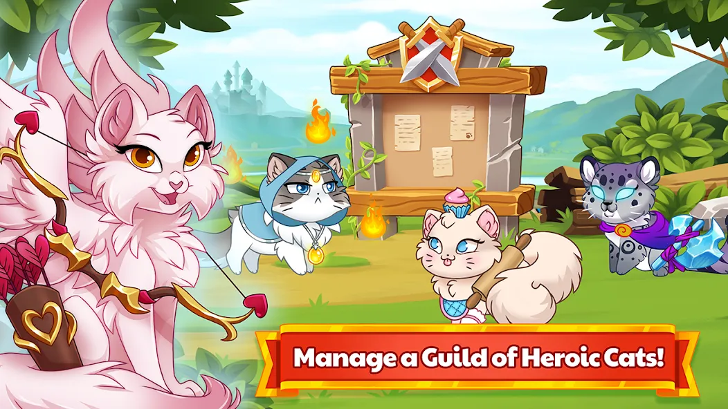 Скачать взлом Castle Cats - Idle Hero RPG [MOD: безлимитные деньги и энергия] — скриншот 1