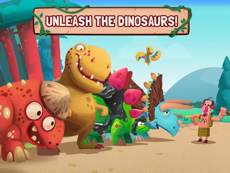 Скачать Dino Bash: Dinosaur Battle [MOD: безлимитные ресурсы и усиленные динозавры] — скриншот 2
