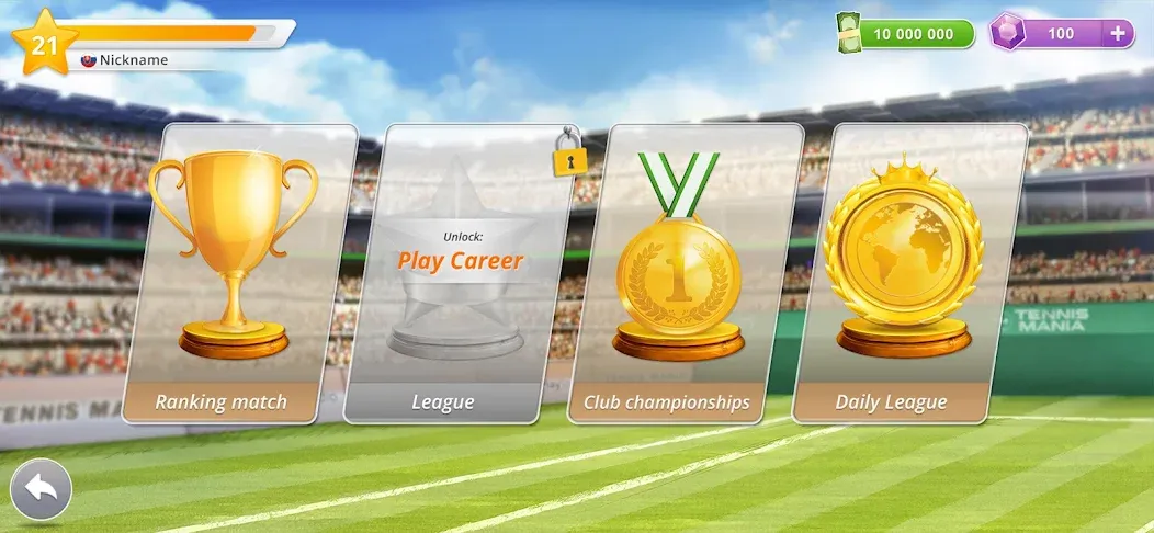 Скачать Tennis Mania Mobile [MOD: безлимитные монеты и все ракетки] на телефон — скриншот 4