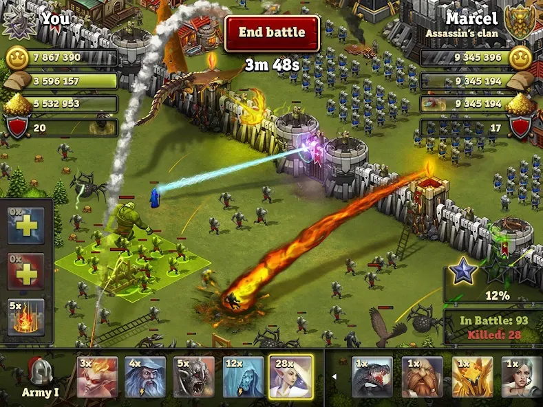 Throne Rush [MOD: безлимитные ресурсы и мощная армия] (Бесплатно / APK) — скриншот 1