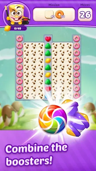 Lollipop Sweet Heroes Match3 [MOD: безлимитные жизни и подсказки] последняя версия — скриншот 3