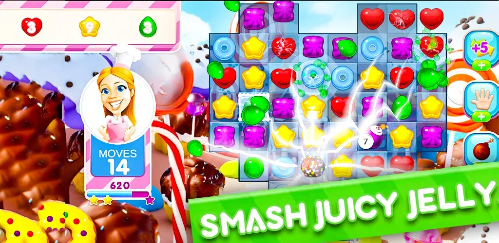 Скачать Jelly Kingdom Crush - Match 3 [MOD: безлимитные монеты и жизни] на телефон — скриншот 2