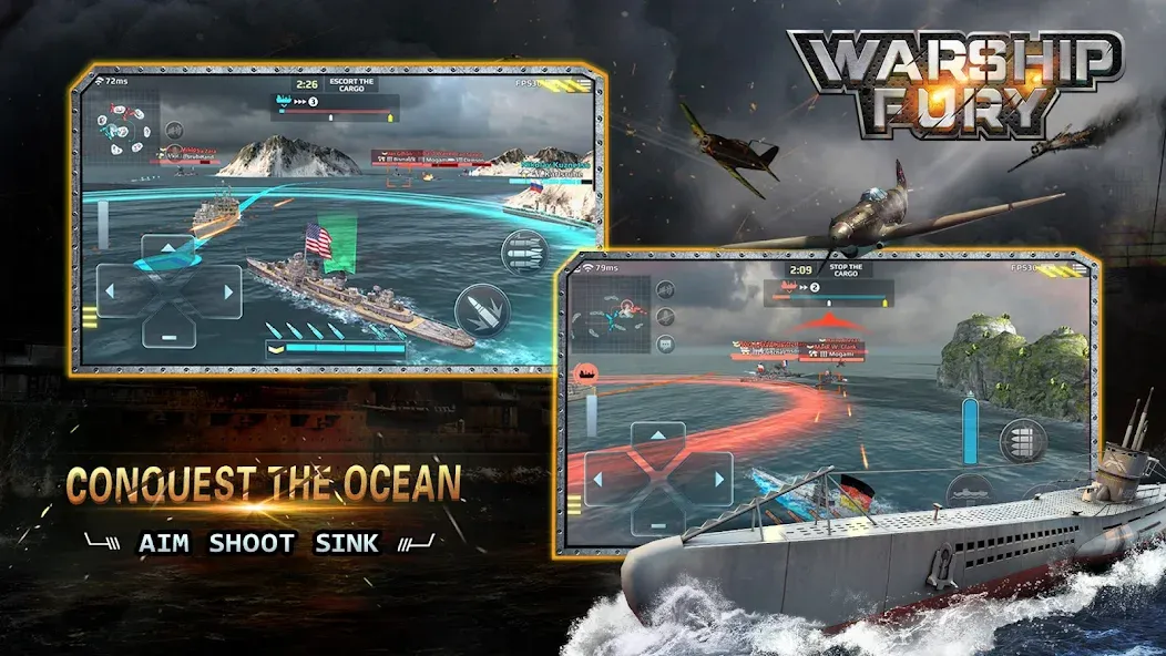 Warship Fury [MOD: безлимитные ресурсы и усиленный флот] — Скачать бесплатно (APK) — скриншот 3