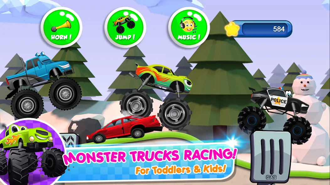 Monster Trucks Game for Kids 2 [MOD: без рекламы и всё открыто] последняя версия — скриншот 1